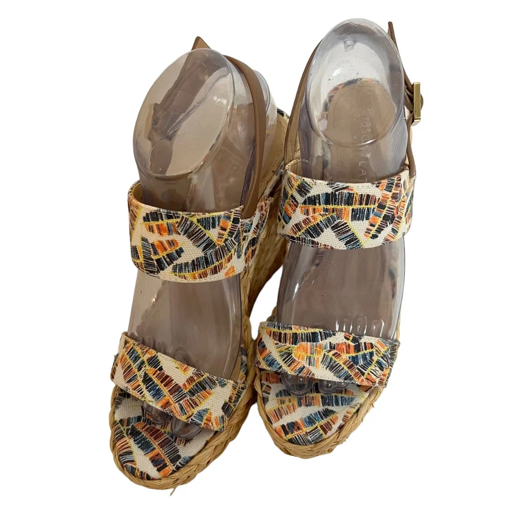 Gibson Latimer Womens Celia Platform Wedge Espadrilles Sandals Size 8.5 Shoes